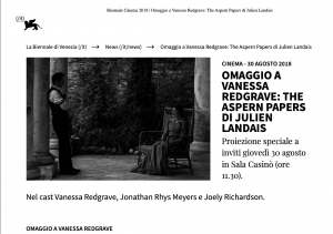 Omaggio a Vanessa Redgrave: The Aspern Papers di Julien Landais